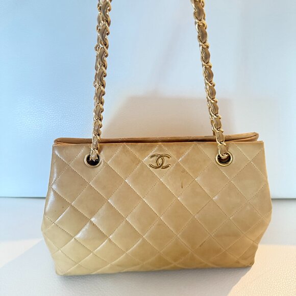 BEAUTIFUL UNIQUE CHANEL CAMEL QUILTED LEATHER SHOULDER BAG CROSSBODY PURSE - Picture 1 of 9
